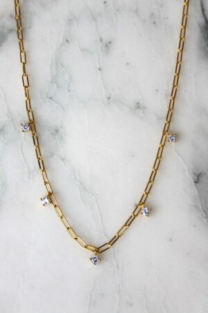 Absolème collier choker en plaqué or et zirconiums