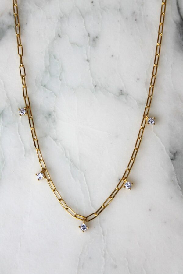 Absolème collier choker en plaqué or et zirconiums