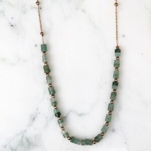 Absolème collier en plaqué or et pierre naturelle