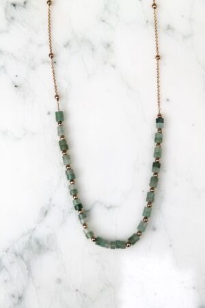 Absolème collier en plaqué or et pierre naturelle