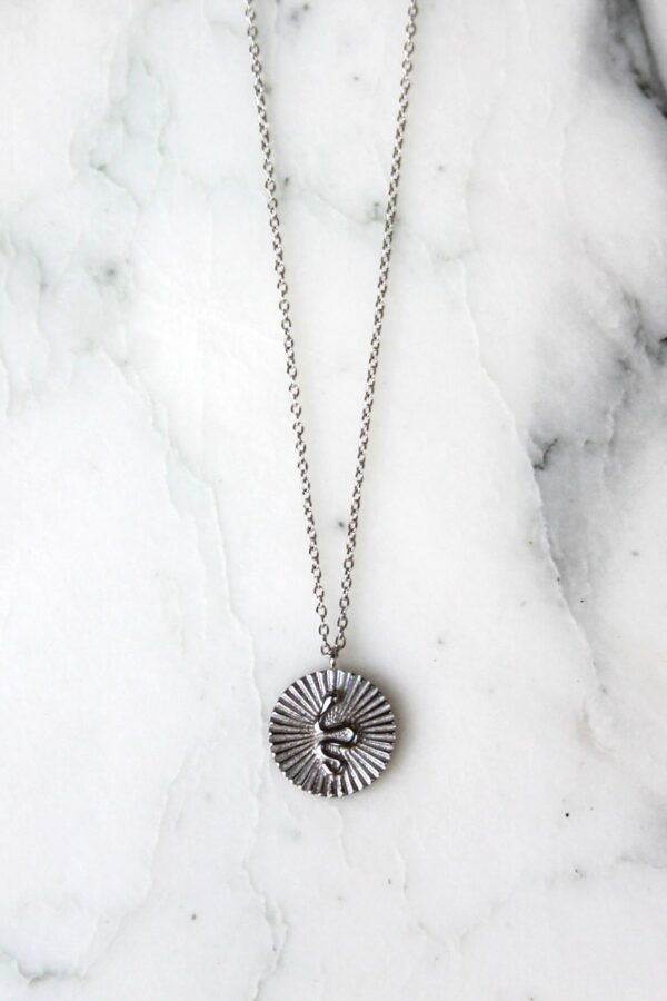 Absolème collier argent massif pendentif serpent