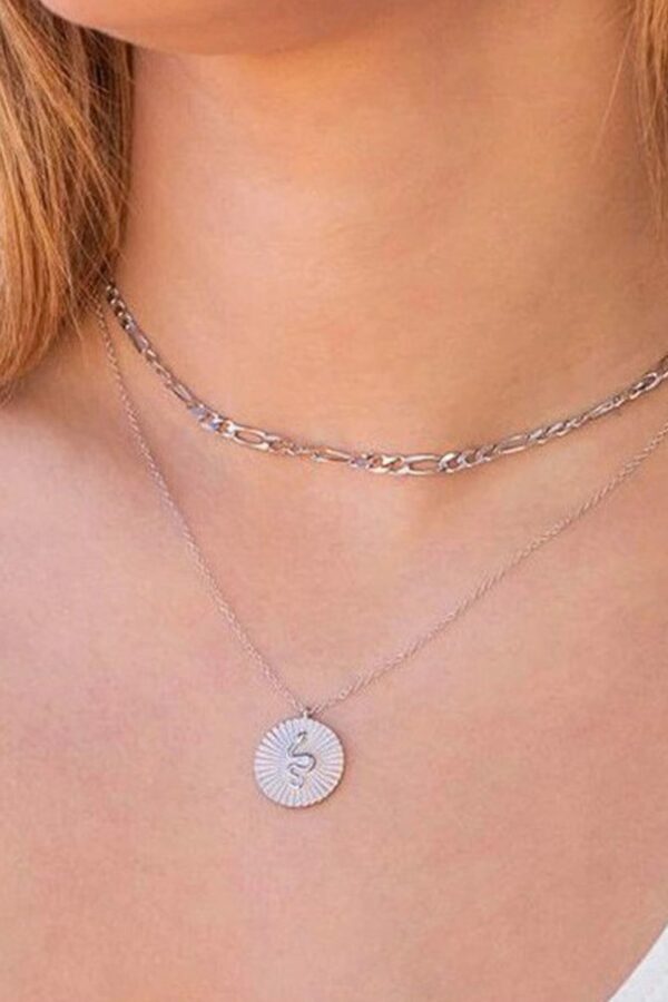 Absolème collier argent massif pendentif serpent