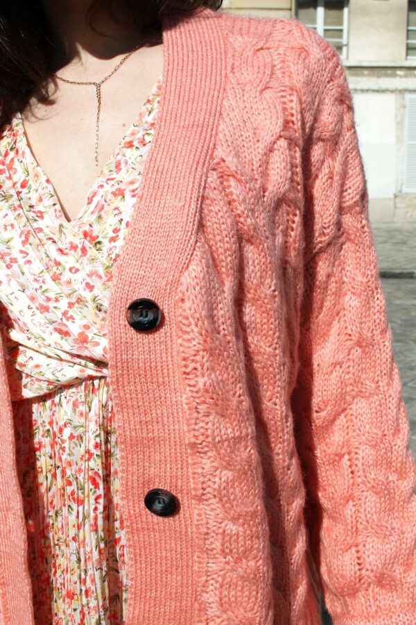 Absolème gilet en maille torsadée orange corail