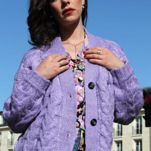 Absolème gilet en maille torsadée lilas