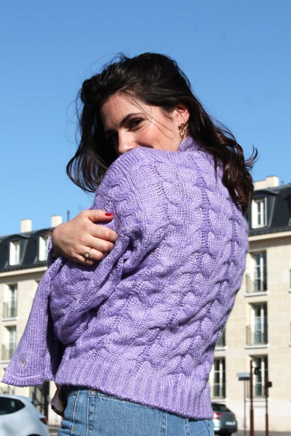 Absolème gilet en maille torsadée lilas