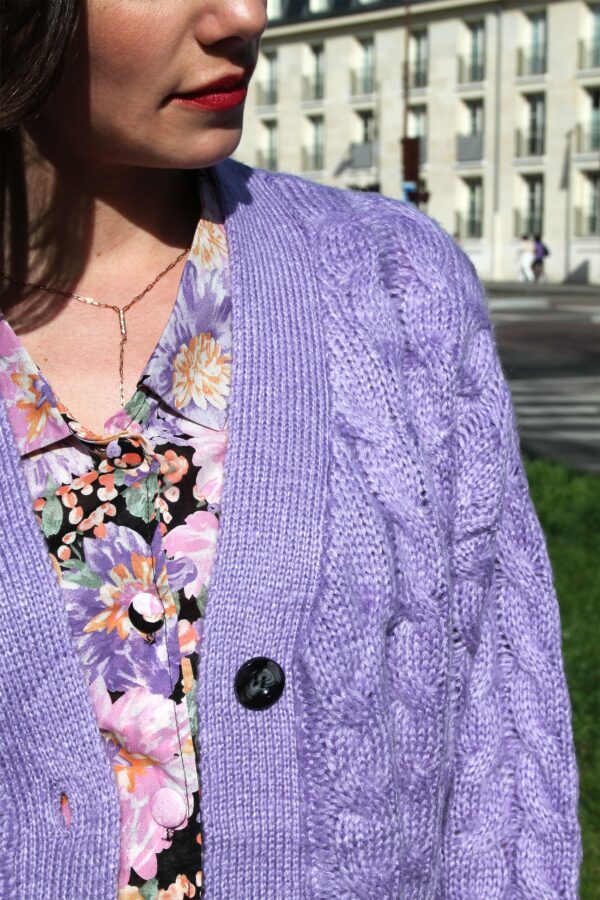Absolème gilet en maille torsadée lilas