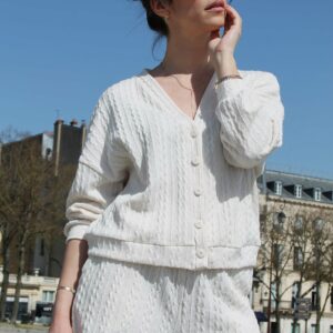 Absolème gilet coordonné en maille beige