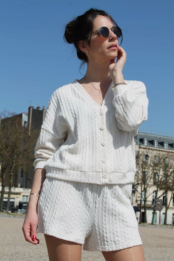 Absolème gilet coordonné en maille beige