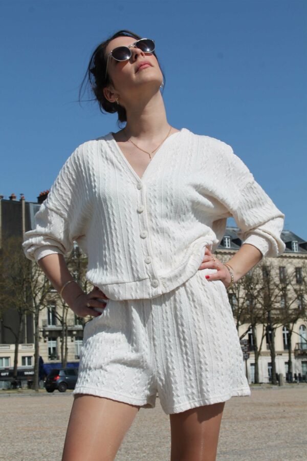 Absolème gilet coordonné en maille beige