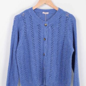 Absolème gilet en maille ajourée bleu roi en alpaga