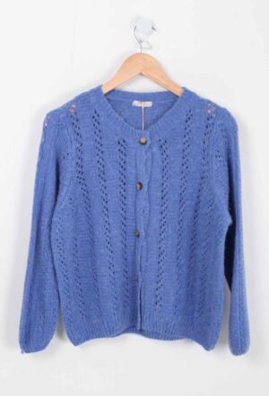 Absolème gilet en maille ajourée bleu roi en alpaga