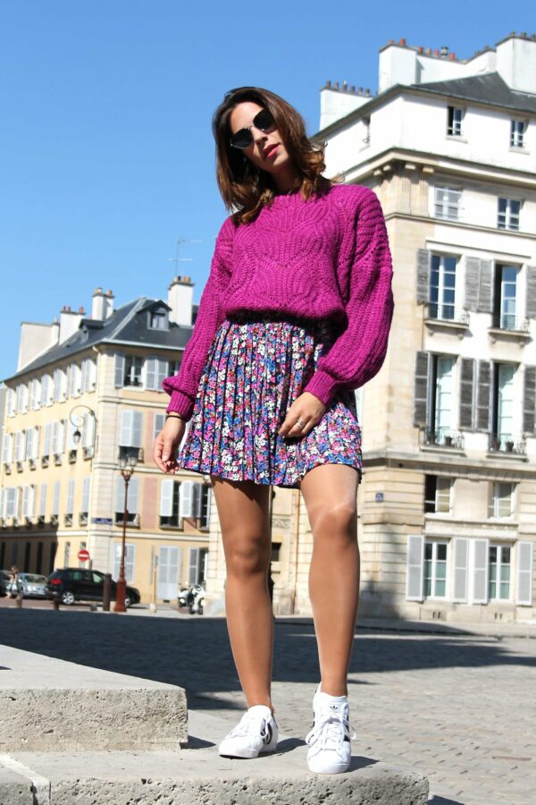 Absolème jupe plissée taille haute à motif fleuri