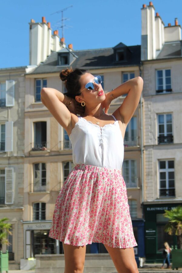 Absolème Jupe plissée taille haute à fleurs