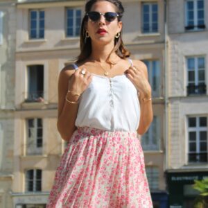 Absolème Jupe plissée taille haute à fleurs