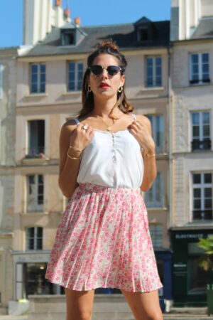Absolème Jupe plissée taille haute à fleurs