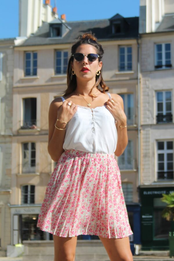 Absolème Jupe plissée taille haute à fleurs
