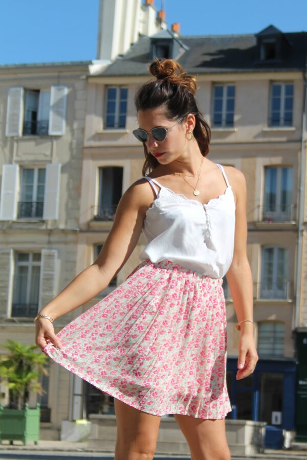 Absolème Jupe plissée taille haute à fleurs