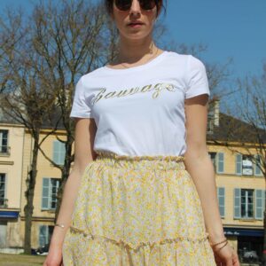 Absolème jupe courte jaune à fleurs