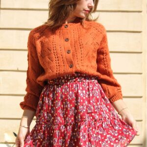 Absolème jupe patineuse taille haute rouge et doré