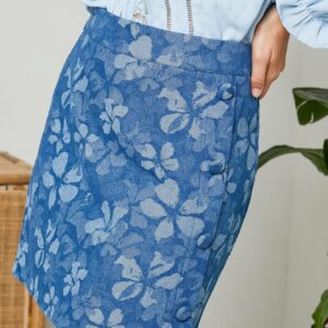 Absolème jupe en jean motif fleuri