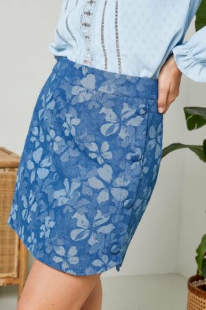 Absolème jupe en jean motif fleuri
