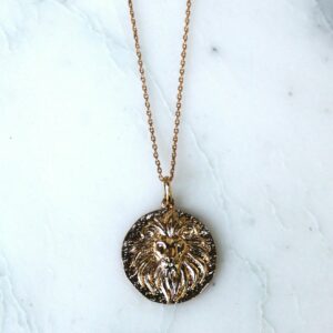 Absolème collier plaqué or médaille Lion