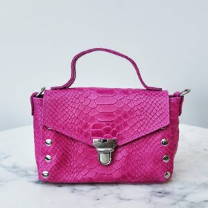 Absolème micro-sac à main en cuir rose fuschia python