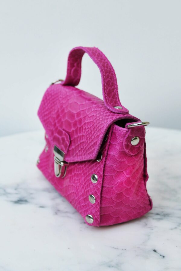 Absolème micro-sac à main en cuir rose fuschia python