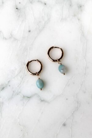 Absolème mini créoles plaqué or et amazonite