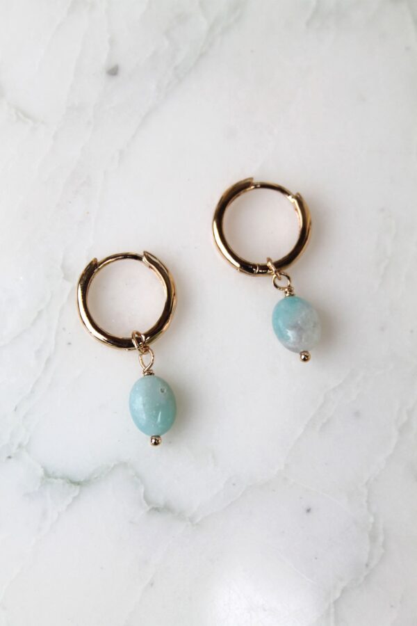 Absolème mini créoles plaqué or et amazonite
