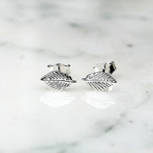 Absolème puces d'oreilles argent massif en forme de feuilles