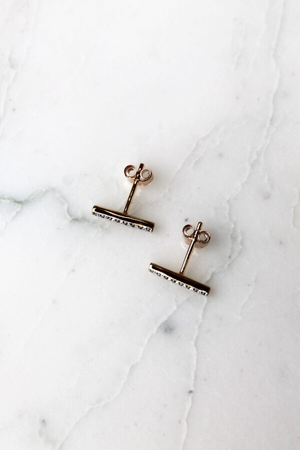 Absolème puces d'oreilles minimalistes barrettes or et zircons