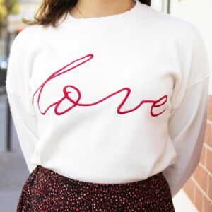 Absolème pull blanc cocooning avec texte Love