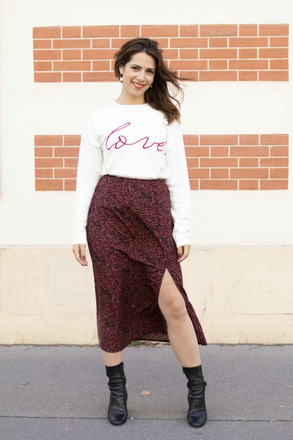 Absolème pull blanc cocooning avec texte Love