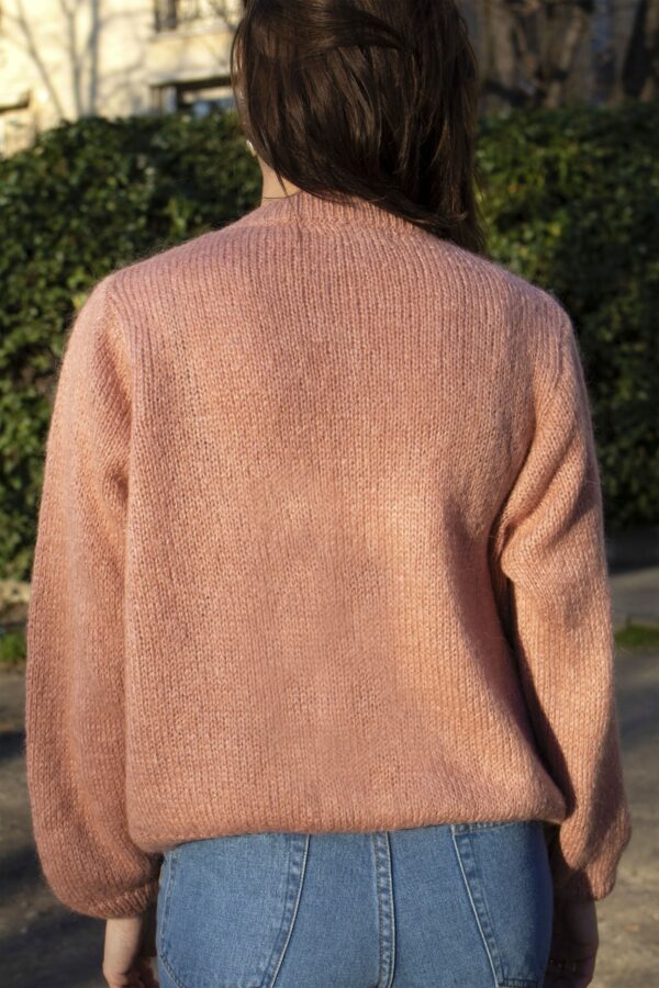 Absolème gilet rose en maille ajourée