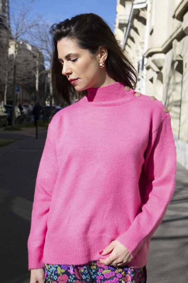 Absolème pull col roulé rose