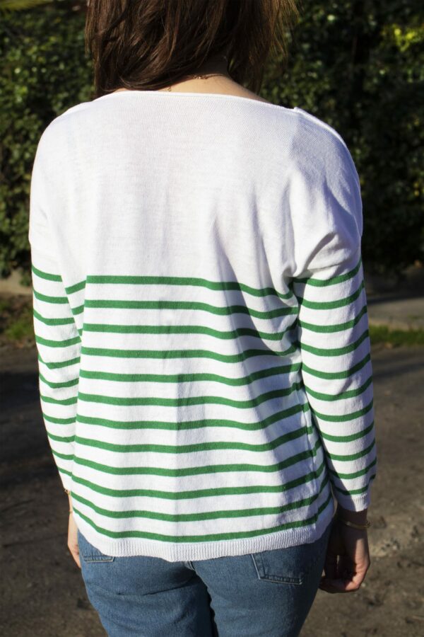 Absolème pull marinière verte pour femmes