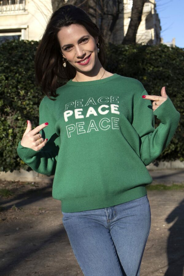 Absolème sweatshirt vert texte peace