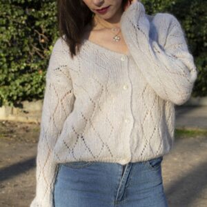Absolème gilet en maille ajourée gris clair