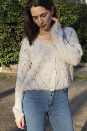 Absolème gilet en maille ajourée gris clair
