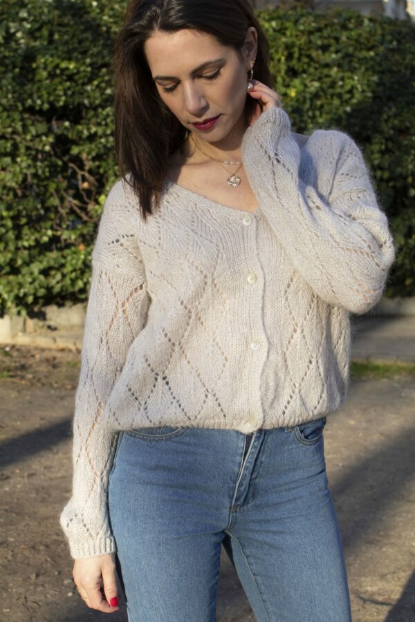 Absolème gilet en maille ajourée gris clair