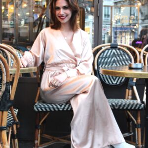 Absolème robe longue satin beige
