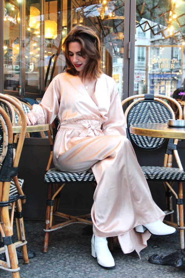 Absolème robe longue satin beige