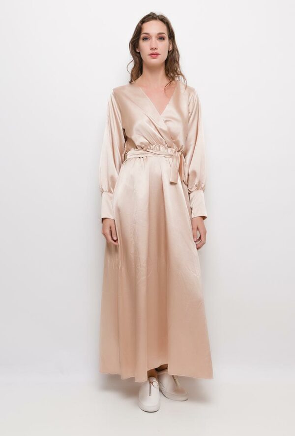 Absolème robe longue satin beige