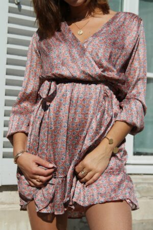 Absolème robe portefeuille rose 
