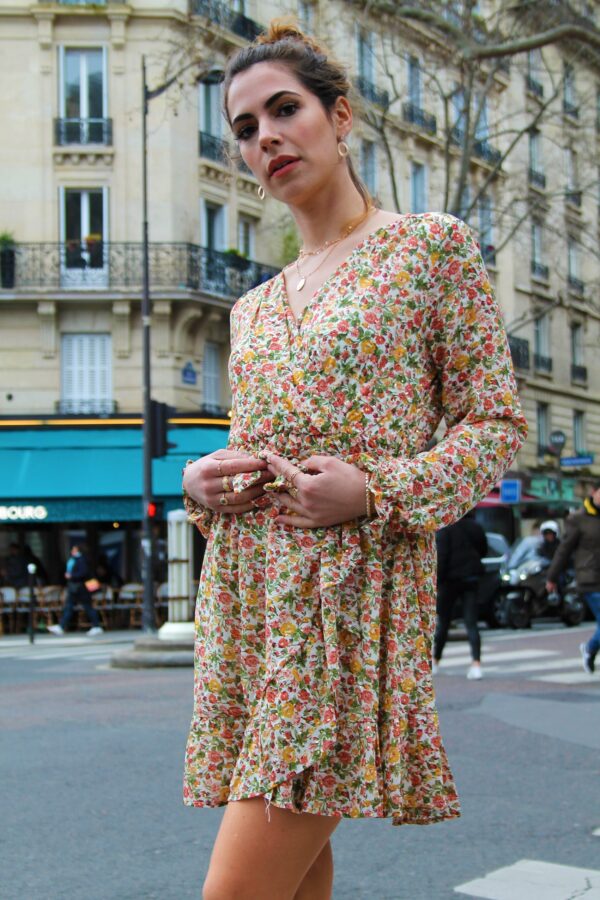 Absolème robe portefeuille motif fleuri