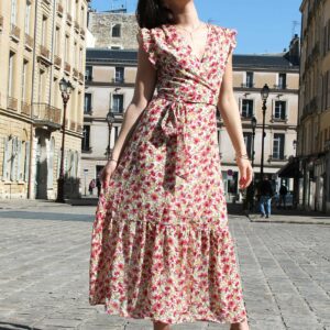 Absolème robe longue portefeuille à motif fleuri