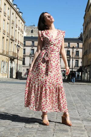 Absolème robe longue portefeuille à motif fleuri