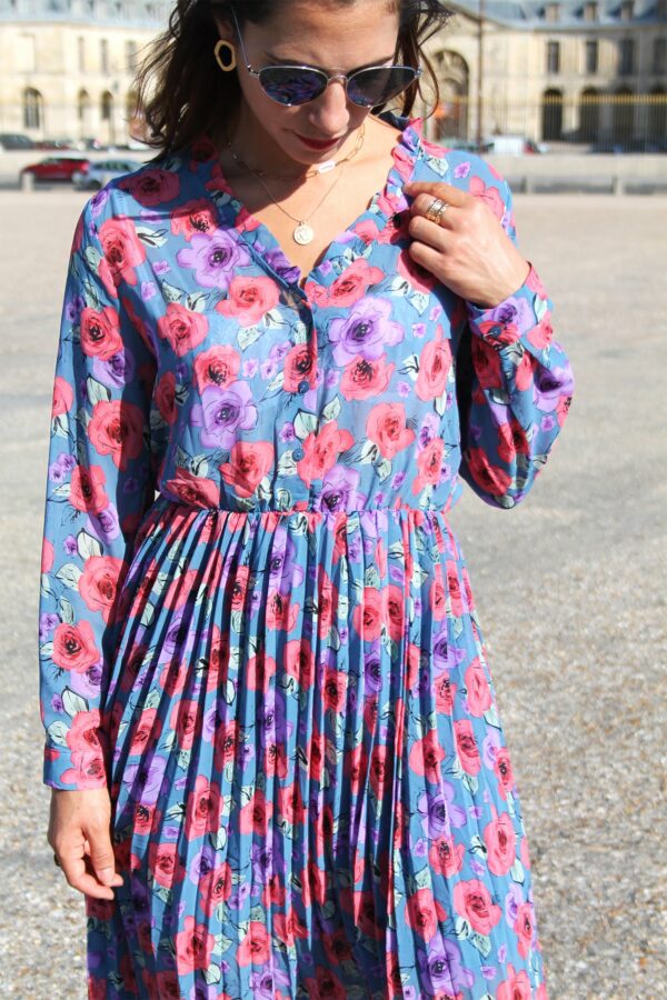 Absolème robe midi plissée à imprimé fleuri
