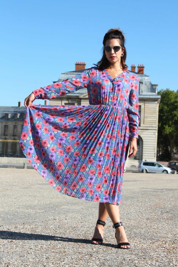 Absolème robe midi plissée à imprimé fleuri